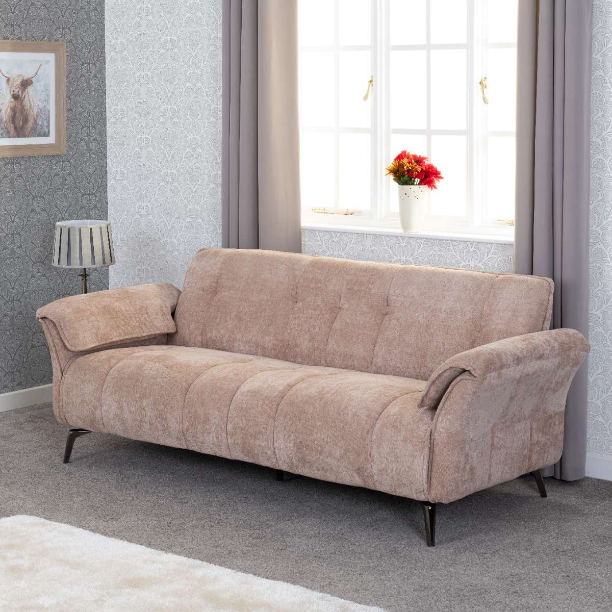 Amalfi 3 Seater Sofa Champagne Fabric F