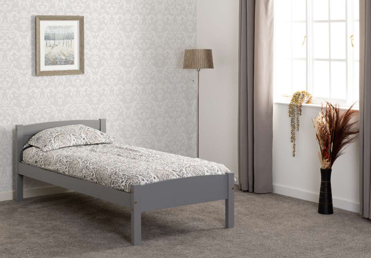 Amber 3' Single Bed Frame in Grey Slate wooden room