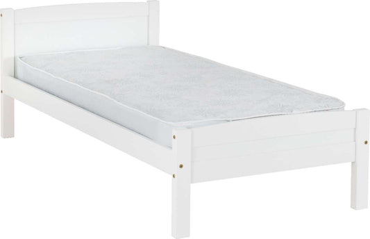 Amber 3' Single Wooden Bed Frame - WHITE