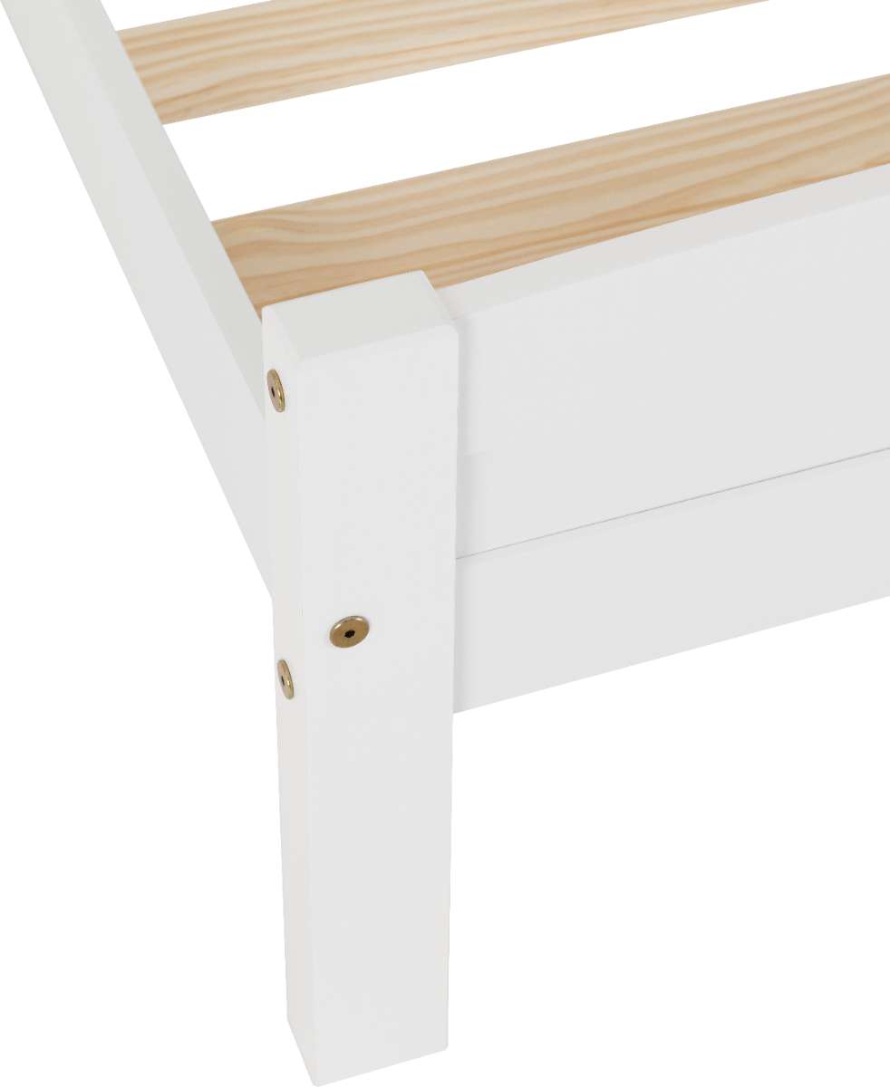 foot Single Wooden Bed Frame - WHITE 