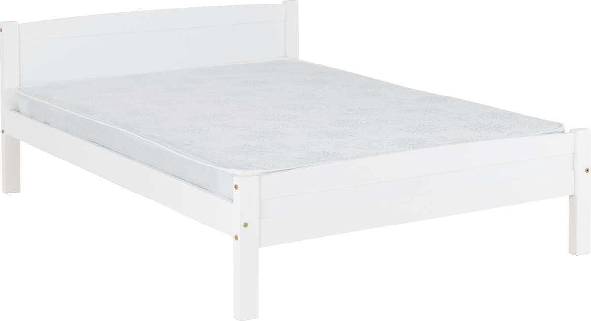 Amber Wooden 4'6" Double Bed Frame in WHITE