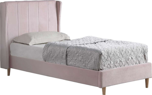 Amelia 3' Single Bed - PINK VELVET FABRIC