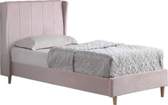 Amelia 3' Single Bed - PINK VELVET FABRIC