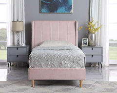 Amelia 3' Single Bed - PINK VELVET FABRIC