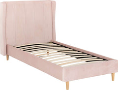 Amelia 3' Single Bed - PINK VELVET FABRIC