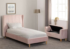 Amelia 3' Single Bed - PINK VELVET FABRIC