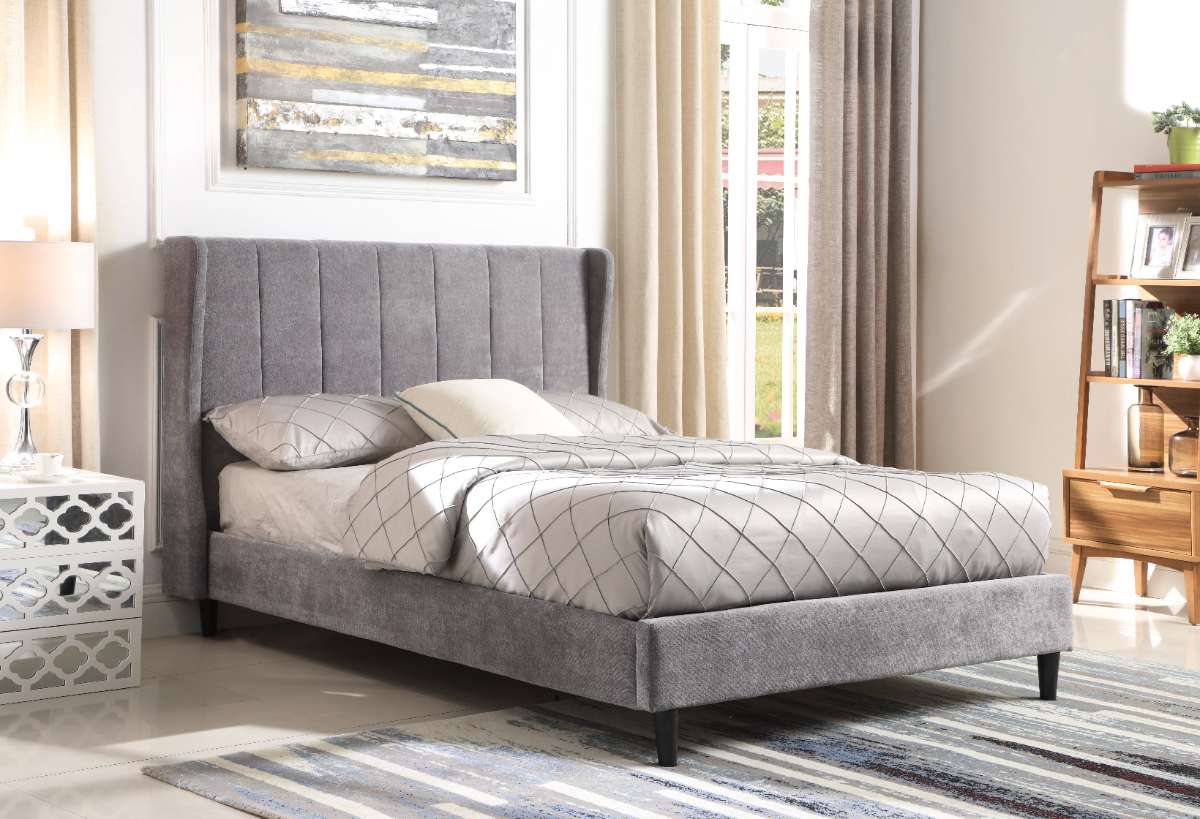 AMELIA 4'6" BED - DARK GREY FABRIC