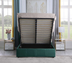 AMELIA PLUS 5' King Sized Storage Bed - GREEN VELVET FABRIC 5