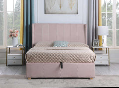 AMELIA PLUS 5' King Sized Storage Bed - PINK VELVET FABRIC 4