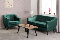 ASHLEY 3 SEATER SOFA - GREEN VELVET FABRIC