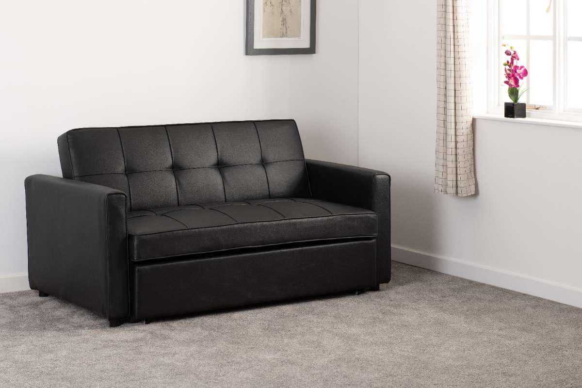 Astoria Sofa Bed - BLACK FAUX LEATHER