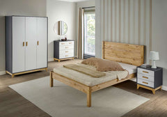 Barton 4'6" Double Bed - - Waxed Pine Wood