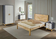 Barton 4'6" Double Bed - - Waxed Pine Wood