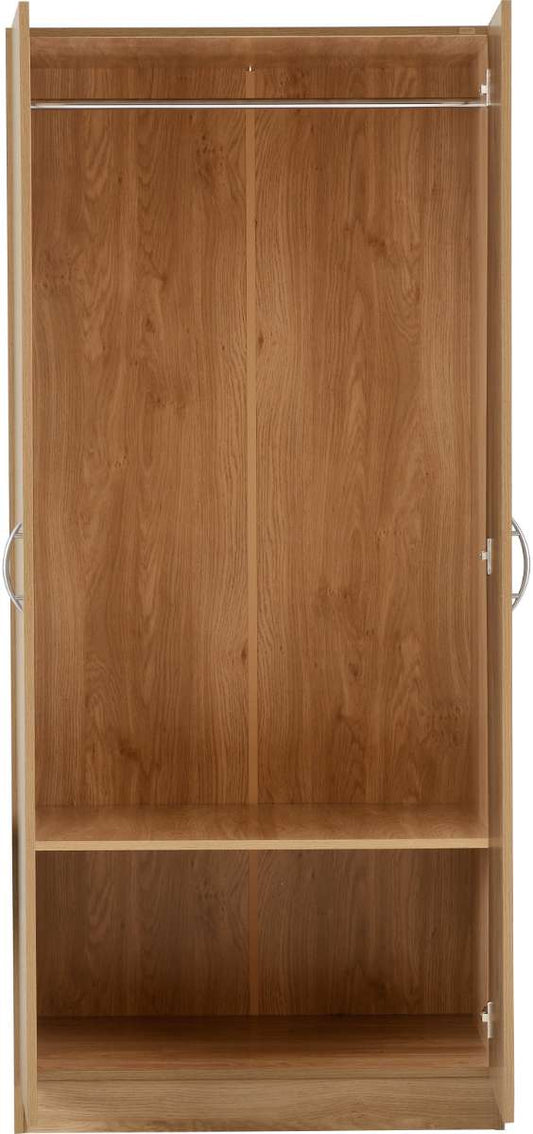 BELLINGHAM 2 DOOR WARDROBE - OAK EFFECT VENEER