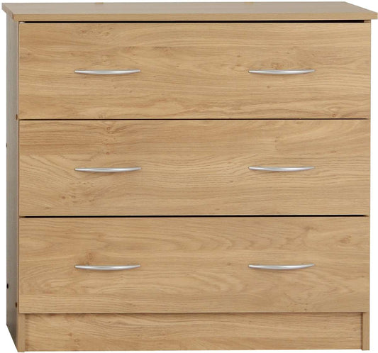 BELLINGHAM 3 DRAWER CHEST - OAK EFFECT VENEER