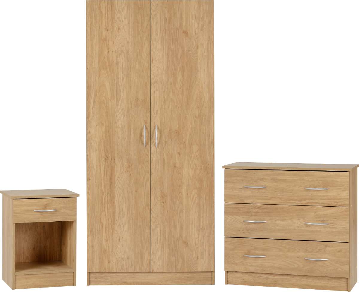 BELLINGHAM BEDROOM SET - OAK EFFECT VENEER