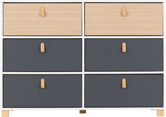 BROOKLYN 6 DRAWER CHEST - OAK EFFECT/GREY