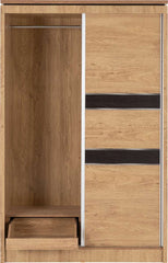 CHARLES 2 DOOR SLIDING WARDROBE - OAK EFFECT VENEER WITH WALNUT TRIM