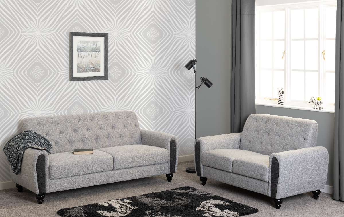 CHESTER 3+2 SUITE - LIGHT GREY FABRIC