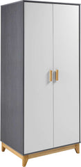 CLEVELAND 2 DOOR WARDROBE - WHITE/GREY METAL EFFECT