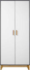 CLEVELAND 2 DOOR WARDROBE - WHITE/GREY METAL EFFECT