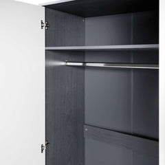 CLEVELAND 2 DOOR WARDROBE - WHITE/GREY METAL EFFECT