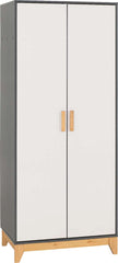 CLEVELAND 2 DOOR WARDROBE - WHITE/GREY METAL EFFECT