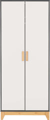 CLEVELAND 2 DOOR WARDROBE - WHITE/GREY METAL EFFECT