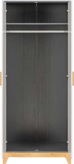 CLEVELAND 2 DOOR WARDROBE - WHITE/GREY METAL EFFECT