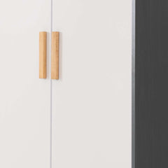 CLEVELAND 2 DOOR WARDROBE - WHITE/GREY METAL EFFECT