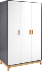 CLEVELAND 3 DOOR WARDROBE - WHITE/GREY METAL EFFECT