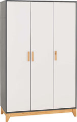 CLEVELAND 3 DOOR WARDROBE - WHITE/GREY METAL EFFECT