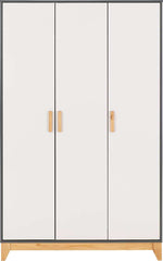 CLEVELAND 3 DOOR WARDROBE - WHITE/GREY METAL EFFECT