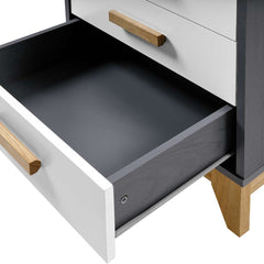 CLEVELAND 3 DRAWER BEDSIDE - WHITE/GREY METAL EFFECT