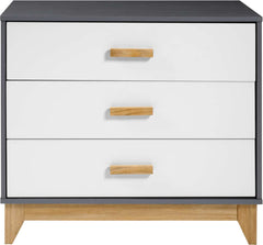 CLEVELAND 3 DRAWER CHEST - WHITE/GREY METAL EFFECT