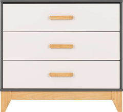 CLEVELAND 3 DRAWER CHEST - WHITE/GREY METAL EFFECT