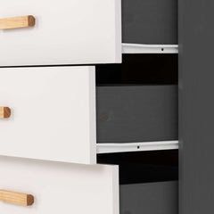 CLEVELAND 3 DRAWER CHEST - WHITE/GREY METAL EFFECT