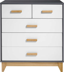 CLEVELAND 3+2 DRAWER CHEST - WHITE/GREY METAL EFFECT