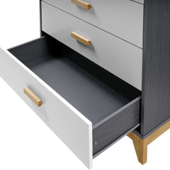 CLEVELAND 3+2 DRAWER CHEST - WHITE/GREY METAL EFFECT