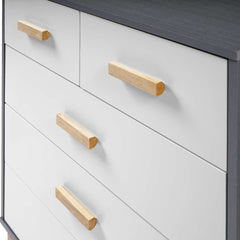 CLEVELAND 3+2 DRAWER CHEST - WHITE/GREY METAL EFFECT