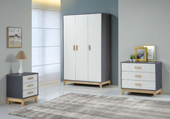 CLEVELAND 3+2 DRAWER CHEST - WHITE/GREY METAL EFFECT