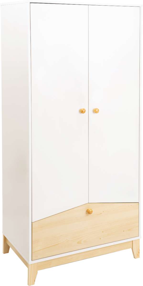 CODY 2 DOOR 1 DRAWER WARDROBE - WHITE/PINE EFFECT