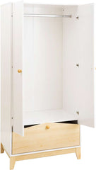 CODY 2 DOOR 1 DRAWER WARDROBE - WHITE/PINE EFFECT