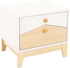 CODY 2 DRAWER BEDSIDE - WHITE/PINE EFFECT