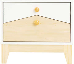 CODY 2 DRAWER BEDSIDE - WHITE/PINE EFFECT