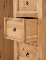 CORONA 1 DOOR 4 DRAWER LOW WARDROBE - DISTRESSED WAXED PINE