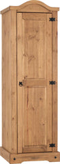 CORONA 1 DOOR WARDROBE - DISTRESSED WAXED PINE