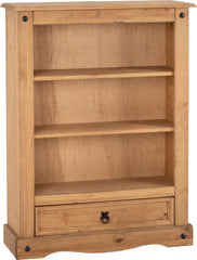 CORONA 1 DRAWER BOOKCASE - DISTRESSED WAXED PINE