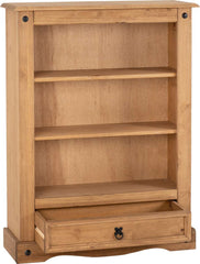 CORONA 1 DRAWER BOOKCASE - DISTRESSED WAXED PINE