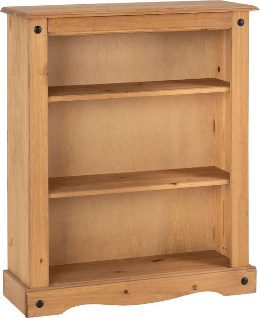 CORONA LOW BOOKCASE - DISTRESSED WAXED PINE